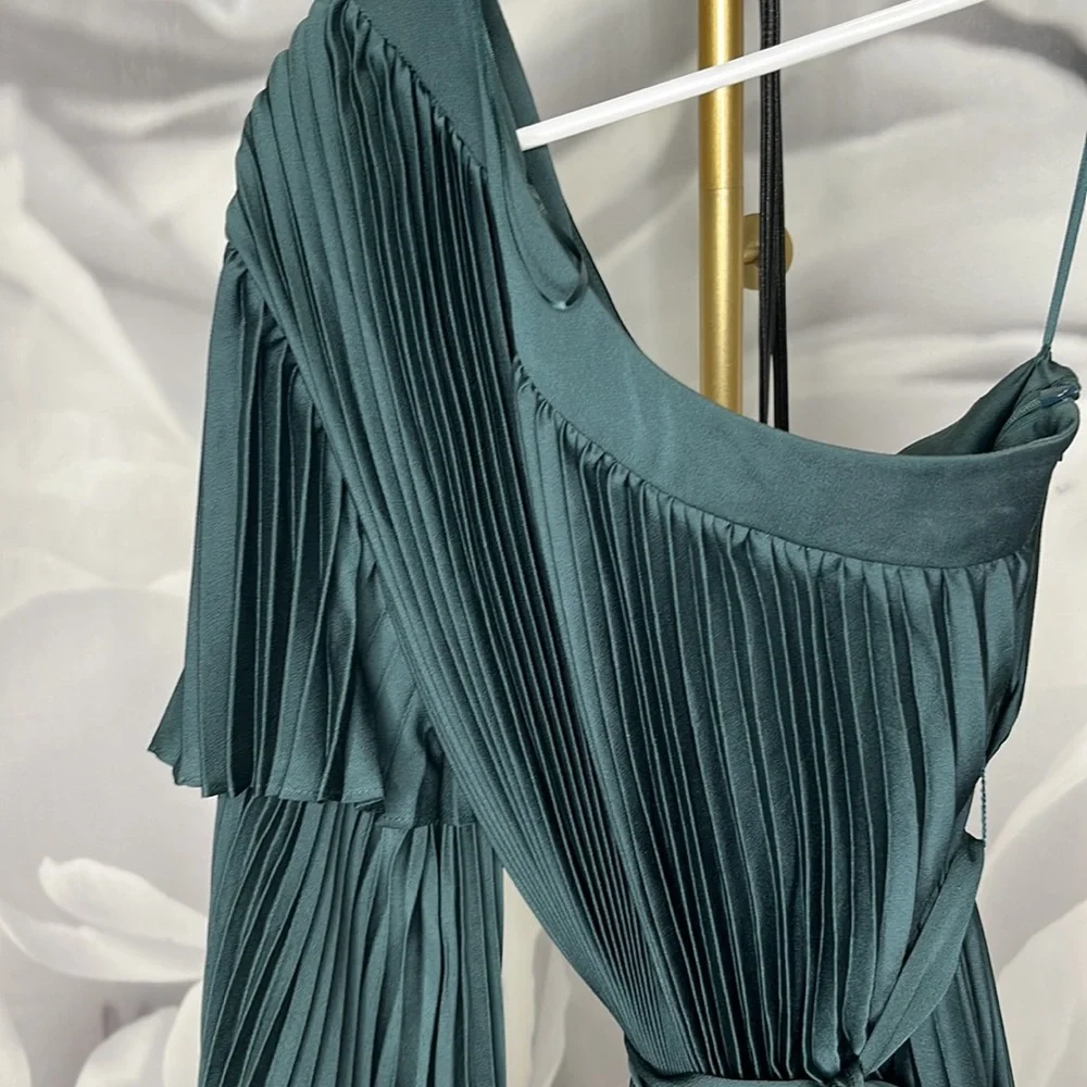 KEEPSAKE THE LABEL DEEP WATER MINI DRESS FOREST GREEN ONE SHOULDER SIZE S - Picture 3 of 3